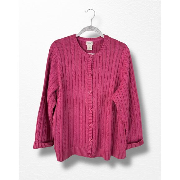 LL Bean Cable Knit Cardigan Sweater, Size 2X - Picture 9 of 9